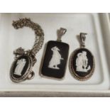 Trio of Wedgwood Jasperware Black Basalt Jewellery Pieces/Pendants