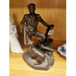 Hunting Figure of a Gent with Dog by David Hermes - 25cm high