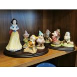 Boxed Royal Doulton Disney Snow White and the Seven Dwarves - Full Set of Eight Figures w/Plinths