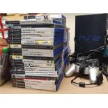 Playstation 2 console with 2 8Mb memory cards, 2 gamepads and a collection of approx 54 boxed Playst