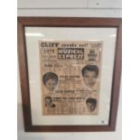 Framed New Musical Express (NME) early 60's Cover Featuring The Beatles First Billing - February 196
