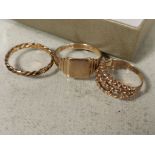 Trio of 9ct Gold Rings