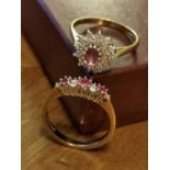 Pair of 9ct Gold, Diamond & Ruby Rings - total combined weight 5.2g