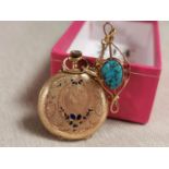 Remontoir Gold Pocketwatch (marked 14k) + a Gold Opal Brooch