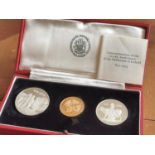 1974 Icelandic Iceland Cased Collection of Solid Gold (15.05 of 21.6ct/900) & Silver (total 50g of .