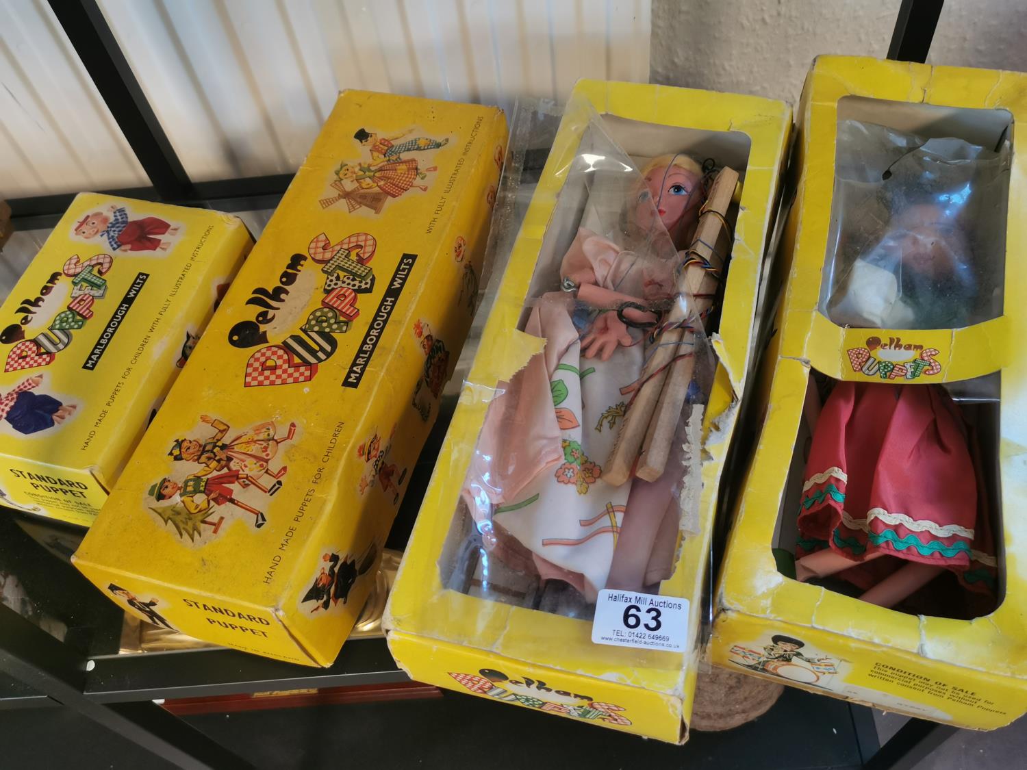 Set of Four Boxed Pelham Puppets inc Cinderella, Gypsy, Wicked Witch & Poodle (Pinky & Perky)