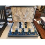 Cased Walker & Hall Teaset by Royal Worcester 'Lady Evelyn' inc Six Cups & Saucers inc Hallmarked Sp