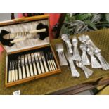 Bone Handled Canteen of Cutlery + a Loose 12-Setting Elkington Kings Cutlery Set