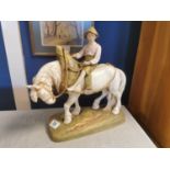 Large Royal Dux Porcelain Figure of a Farming Boy & Horse - ref 1893