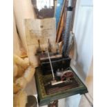 Vintage Bavaria Tin Model Replica Steam Engine + Paperwork