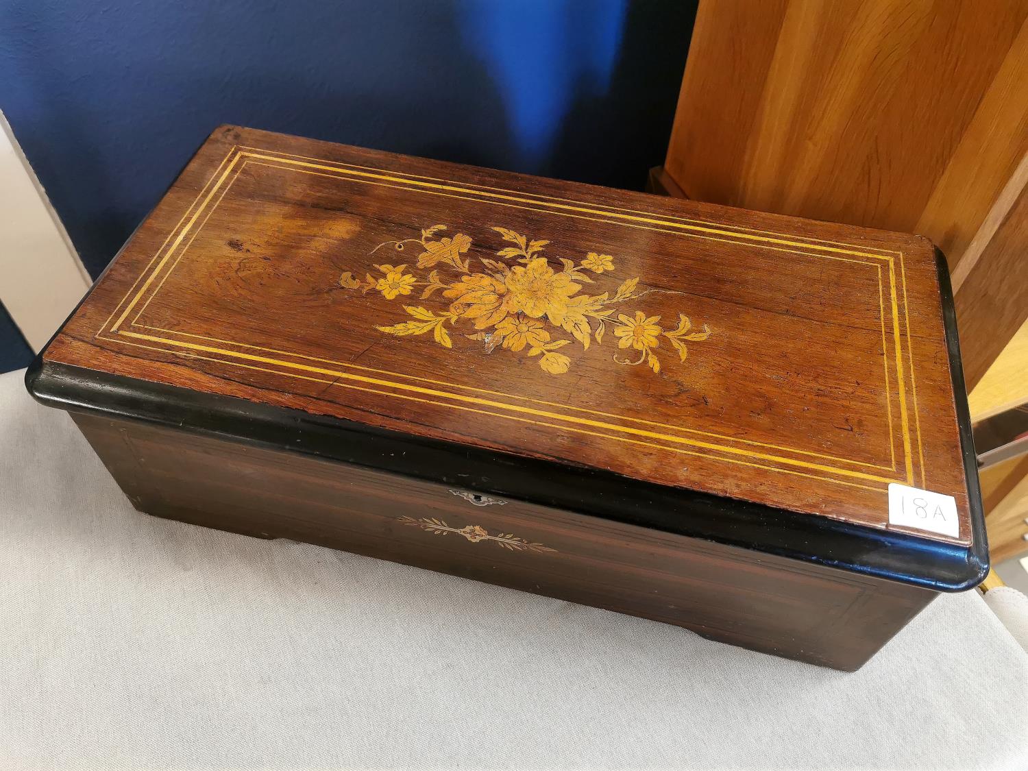 Antique Cylinder Type Music Box (18"" x 8.5"") - Cased & Boxed/Renovated by Arthur Leach of Chorley