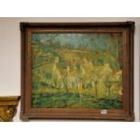 Printed Oil of an Italian Countryside Scene, 'Red Roofs' after Camille Pissaro - 70x68cm