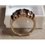Large 9ct Gold Ruby and Diamond Dress Ring, size N, 5.1g