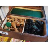 Vintage Wooden Chess Set w/box