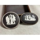 Pair of Wedgwood Jasperware Black Basalt Brooches