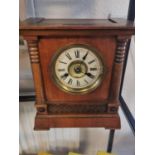 HAC 14-Day Strike Edwardian Wood Cased Mantel Clock - approx 29cm high