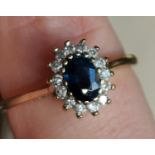 9ct Gold, Sapphire & Diamond Ring