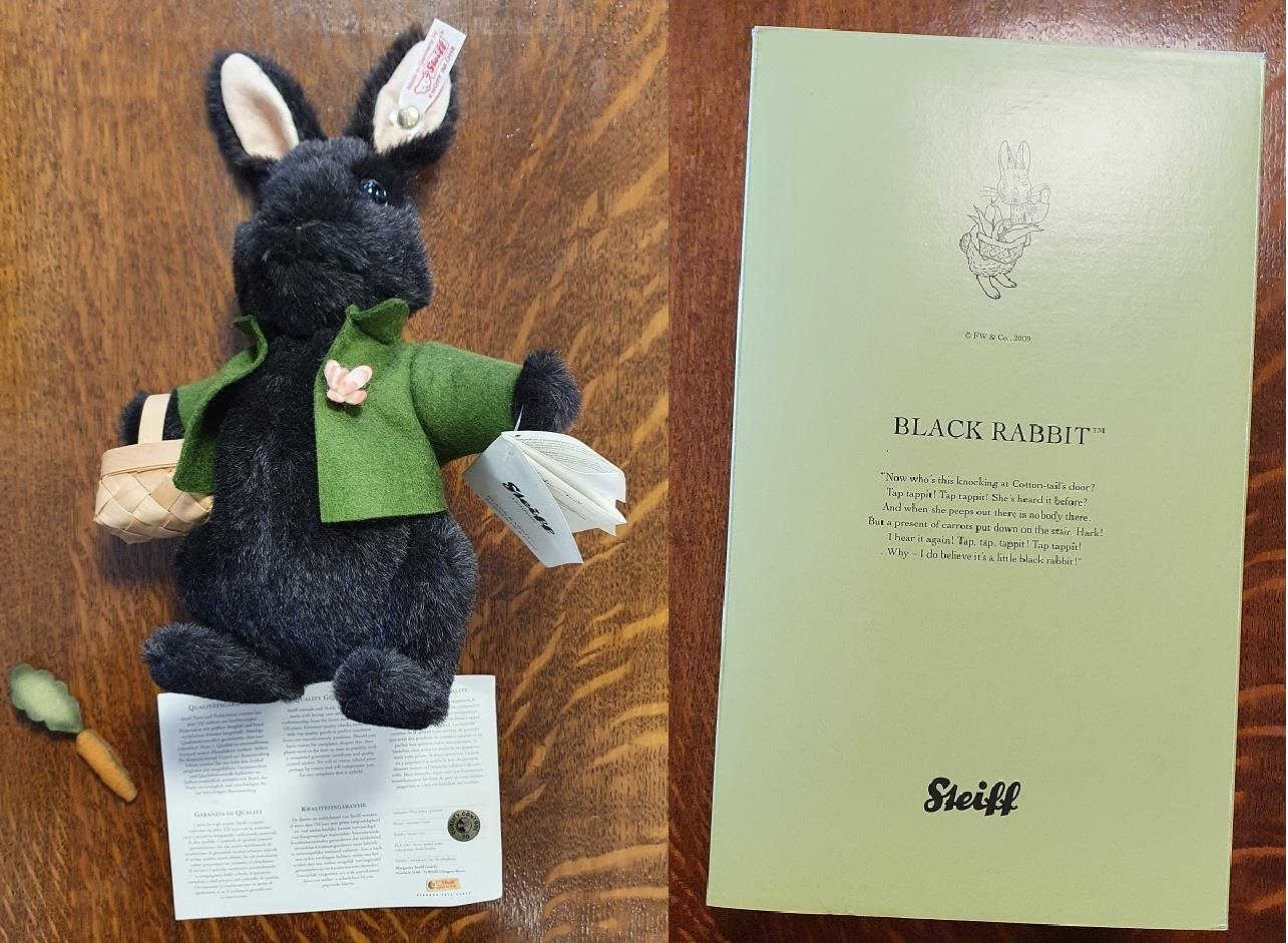 Steiff Beatrix Potter 'Black Rabbit' Soft Toy Figure (H28cm; issue 00201 - incl original presentat