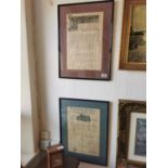 Pair of Framed Antique 1894 & 1916 Prudential Society Insurance Schedule Papers - 56x42
