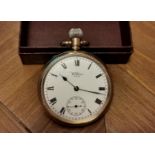 Antique 1914 (est.) Gold Plated Waltham American Traveler Pocketwatch (ref 19915016) in a Dennison S