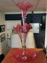 Cranberry Glass Victorian Epergne Centrepiece - Excellent Condition and 55cm high