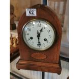 Gustav Becker German Antique Wood Cased Mantel Clock - approx 29cm high