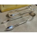 Pair of Early 20th Century London & Sheffield Hallmarked Silver Sugar Tongs - combined weight 76g