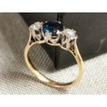 9ct Gold, Sapphire & Diamond Ring, size O