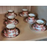 Set of Six Royal Crown Derby Imari Coffee/Tea Cups & Saucers