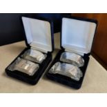 Pair of Cased Sheffield Hallmarked Silver Napkin Sets - total weight 125g