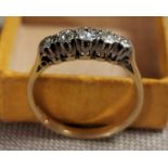 18ct Gold & Platinum Mount 5-Stone Diamond Ring - size O, 2.7g