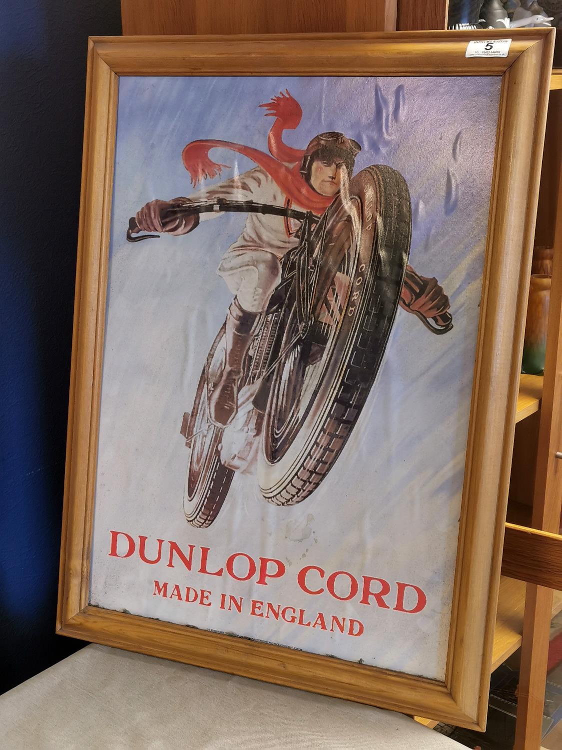 Framed A2 Dunlop Motorcrcyling Automobilia Advertising Sign