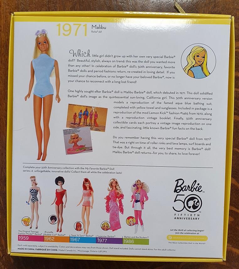 Mattel Barbie '1971' silkstone-body figurine (50th Anniversary edition) (N4977) - Image 2 of 2