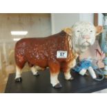 Large Melbaware Pottery Bull Figure - 26x43