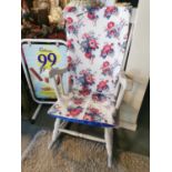 Painted Wooden Rocking Chair w/Laura Ashley Loose Floral Cover