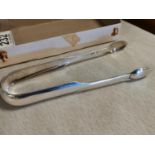 Antique Edinburgh Hallmarked Silver Sugar Tongs - weight 51g