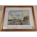 Coastal Sailing Scene Watercolour by Welsh Artist Alan Kirkpatrick (1929-2008)