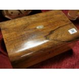 Good Quality Antique Walnut Topped Writing Box w/inkwells - marked 'Jane Taylor 1876' to the top -
