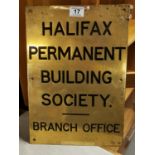 19th Century Brass 'Halifax Permanent Building Society' Antique Banking Sign - 41h by 28cm wide