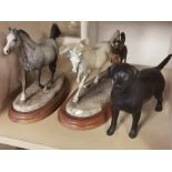 Trio of Beswick and Border Fine Arts Dog and Horse Figures (one A/F)