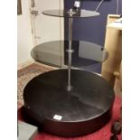 Steel & Smoked Glass Carousel Display Stand - in working order - 60h by 60cm diameter at the base