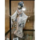 Lladro Japanese Geisha Lady w/Umbrella - 27cm high
