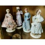 Quartet of Exc Condition Royal Worcester Victoria & Albert Museum 19th Century Dress Figurines