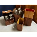Set of Vintage Mayfair of London Leather Gentlemen's Accessories/Drinking Set