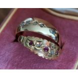 Pair of Gold, Diamond & Ruby Rings