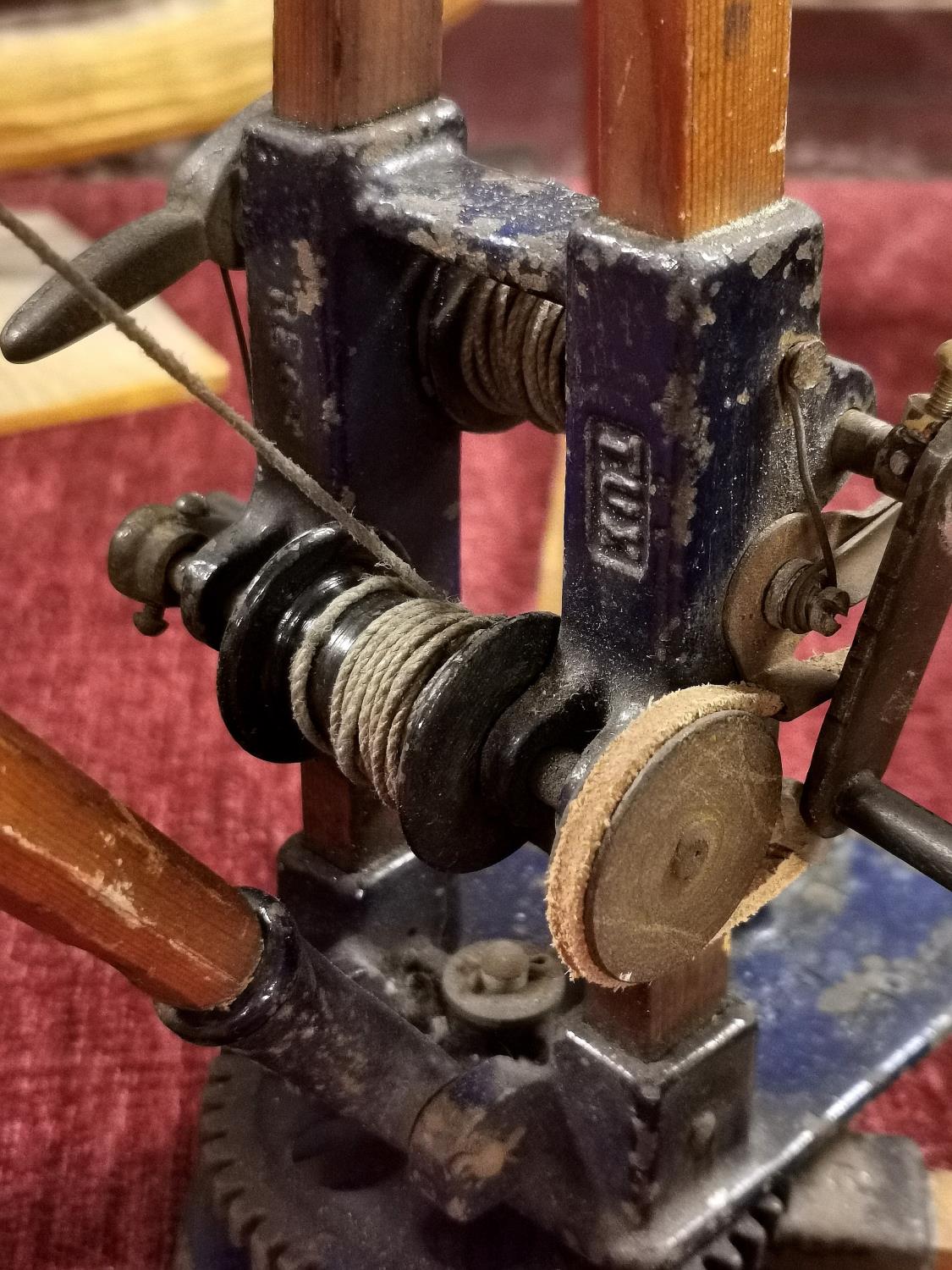 Vintage Vetux Building Constructor Tripod Crane Toy w/some handmade parts, wood and wrought iron - Image 2 of 3