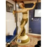 Art-Deco Style Royal Dux Porcelain Lady Figure - 33cm high