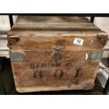 Vintage Shipping Box w/markings to top - 39w x 28d x 30cm high