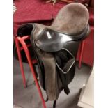 17.5" Albion Leather Dressage Saddle inc Stirrups and Stand - 83cm high on stand