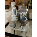 Group of Three Lladro/Nao Porcelain Ladies/Figures inc Goose, Basket Lady & Sweet Scent (05221)